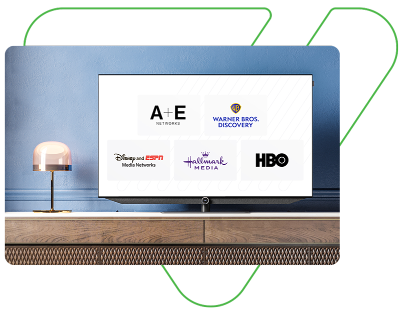 Streaming platform partnerships displayed on a television