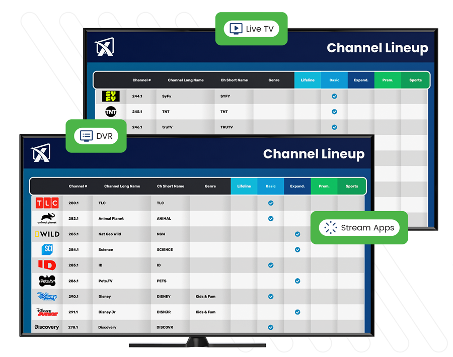 Xstream Cable Platform user interface with channels